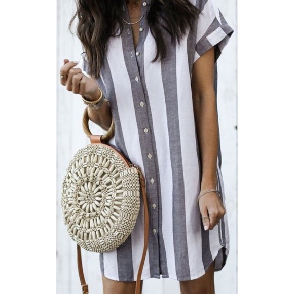 Madewell Dresses & Skirts - Madewell Maywood Linen Striped Shirtdress Medium